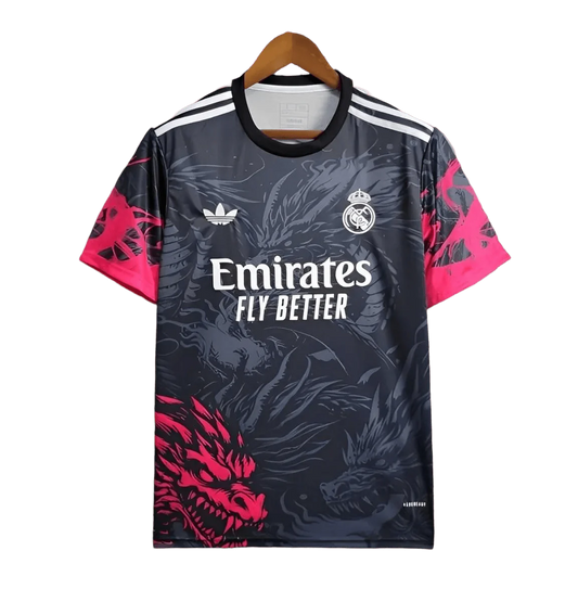 2025 Real Madrid Dragon Kit Black & Red Limited Edition Jersey Shirt